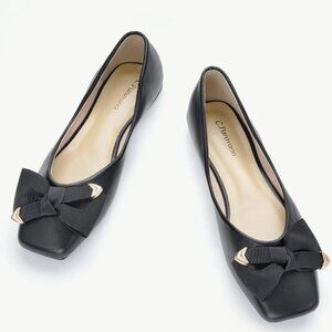 C. Paravano Metal Bowknot Square Flats, Color Black, Size 40 (U.S 8.5)